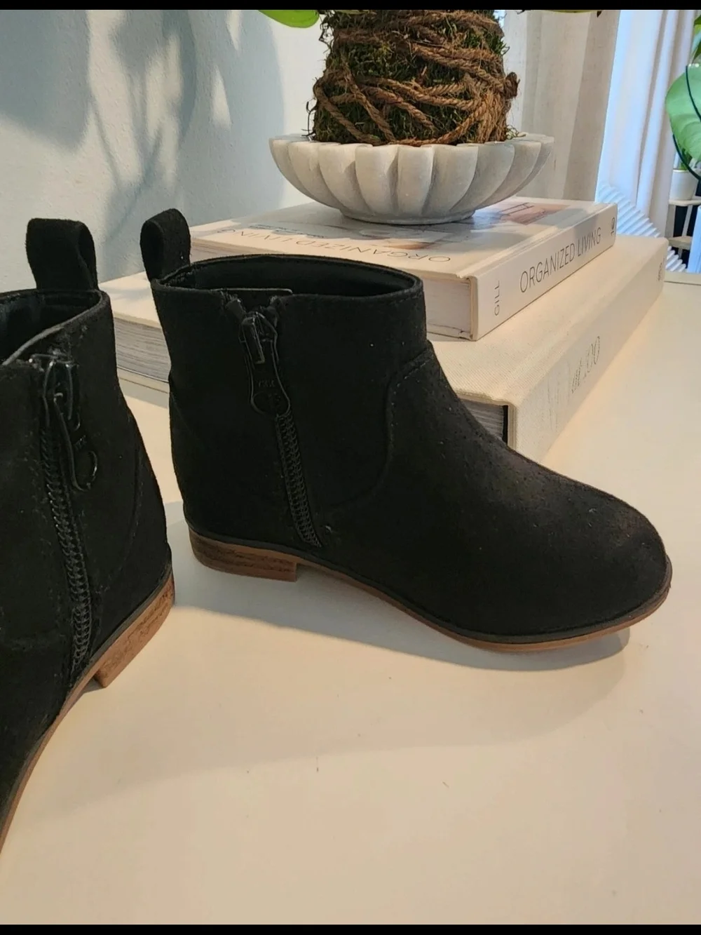 Cat & Jack Black Suede-Look Kids Ankle Boots